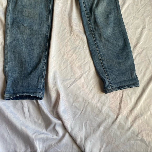 Free People Overalls Milo Slim Ankle Distressed Denim Jean Side Zip Size 25 - Picture 3 of 10